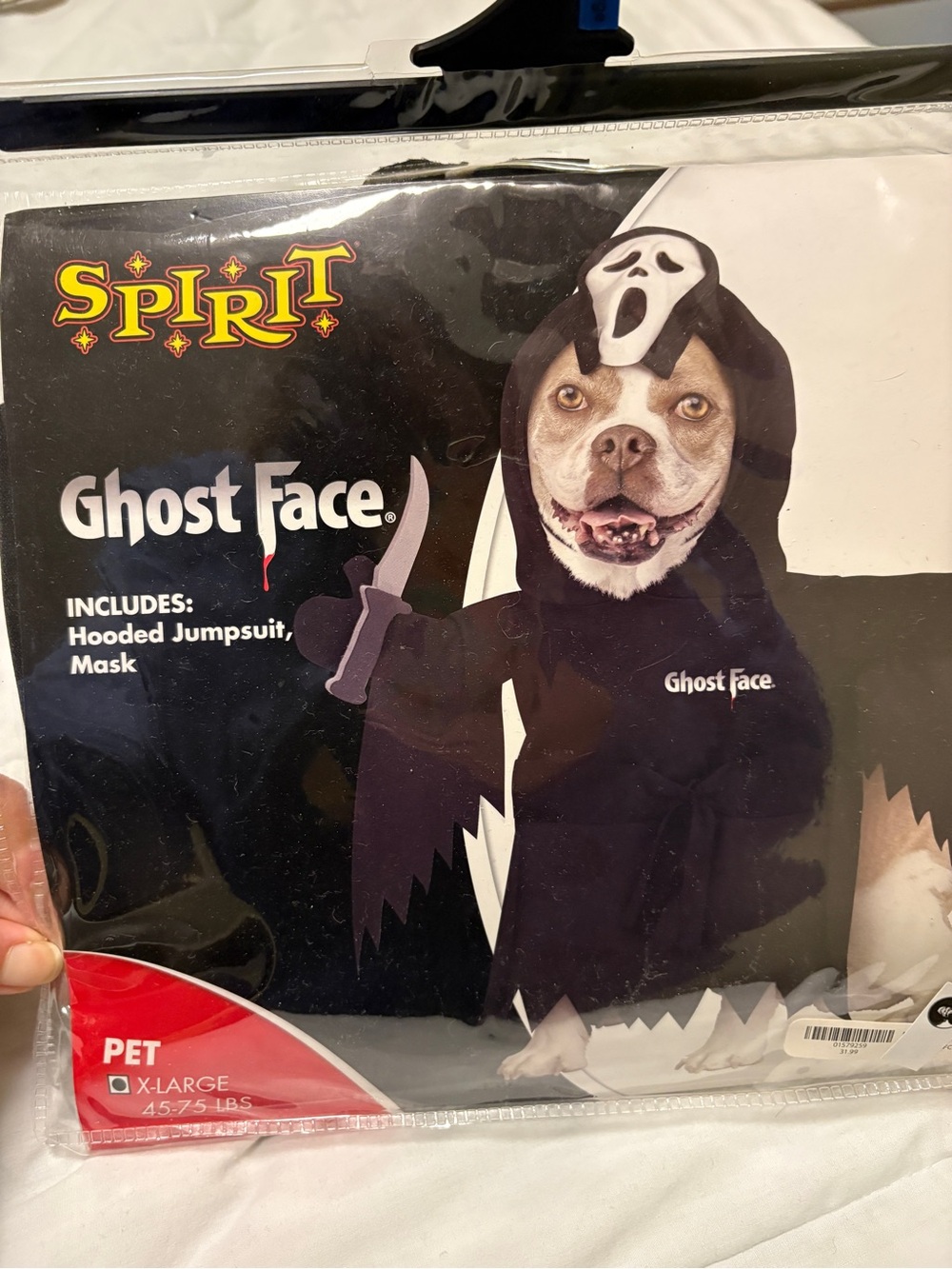 Spirit Halloween SCREAM Ghost Face Dog Costume - Black Hooded Jumpsuit with Mask